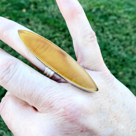 New Huge Chalcedony 925 Silver Ring. - Picture 7 of 12